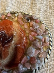 One of a kind Resin Rose Detailed Stone Resin Art Belt Buckle 3.5X2.75