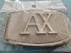 New Men&rsquo;s White Gold Tone AX Logo Belt Buckle Measurements 3.5&Prime; X 2.5&Prime;