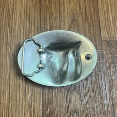 Buffalo Skull Horns Steel Belt Buckle Cowboy Native Western Oval Desert Scene