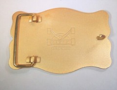 Belt Buckle Gold Tone Lazy K Horse and Foal Unisex 3.5&Prime; x 2.5&Prime;