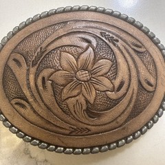 Vintage MEN’s BELT BUCKLE HANDMADE LEATHER WESTERN STYLE BROWN COLOR
