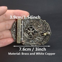 Brass & White Copper 3D Tiger Belt Buckle, Suitable for belts 1.5-in wide