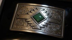 Blazin Roxx Turquoise Diamond Antique Silver Square Belt Buckle 37904