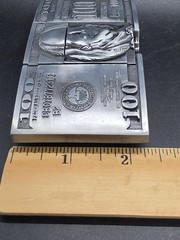 $100 Bill Benjamin Franklin Belt Buckle Combo With Hidden Flip Top Lighter New