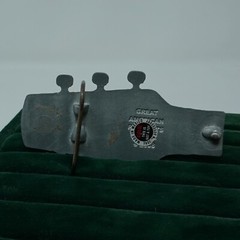 Vintage Guitar Headstock Black Enamel Country Musician Rock and Roll Belt Buckle