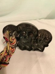 Triple Skull Belt Buckle Rasta 100% Natural Hemp Cord Braided Hemp Twine 50&Prime;