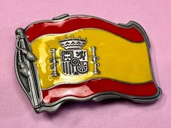 Spain Spanish Madrid Barcelona Flags Enameled Figural Patriotic Belt Buckles