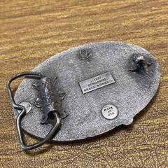 Vintage 1977 3D top water jumping Bass Pewter Gray Bergamot X-144 Belt Buckle