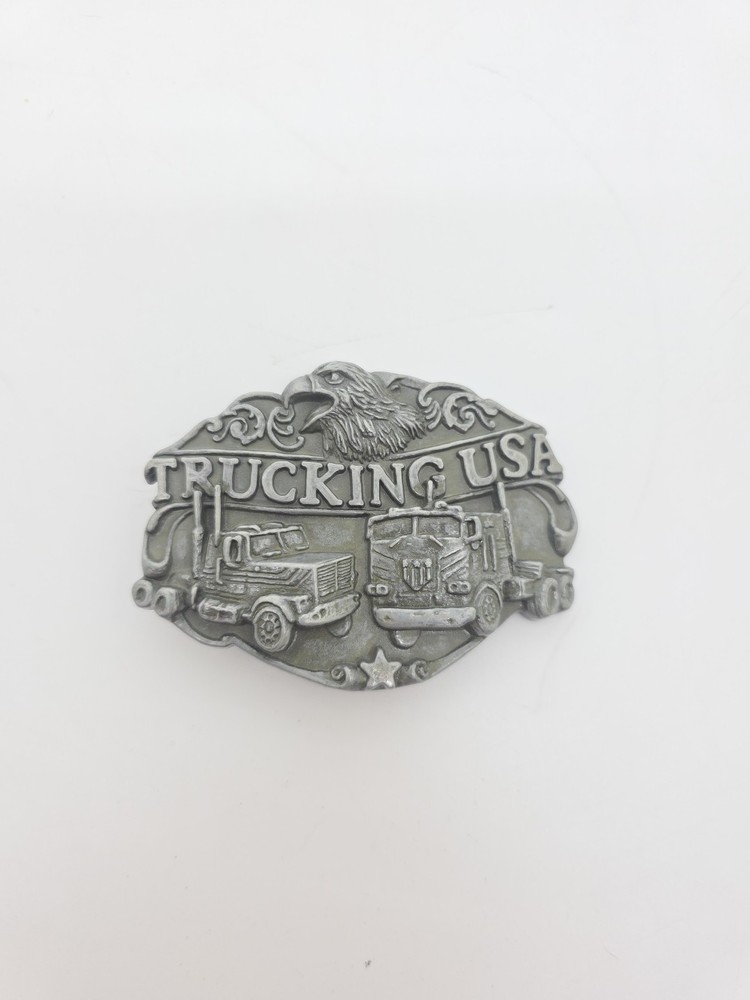 TRUCKING USA TRUCKER 18 WHEELER COOL BELT BUCKLE 100% Zink