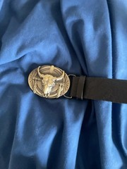 Western Cow Head Buckle Belt – Peony Pattern PU Leather Casual Belt/ COWBOY/