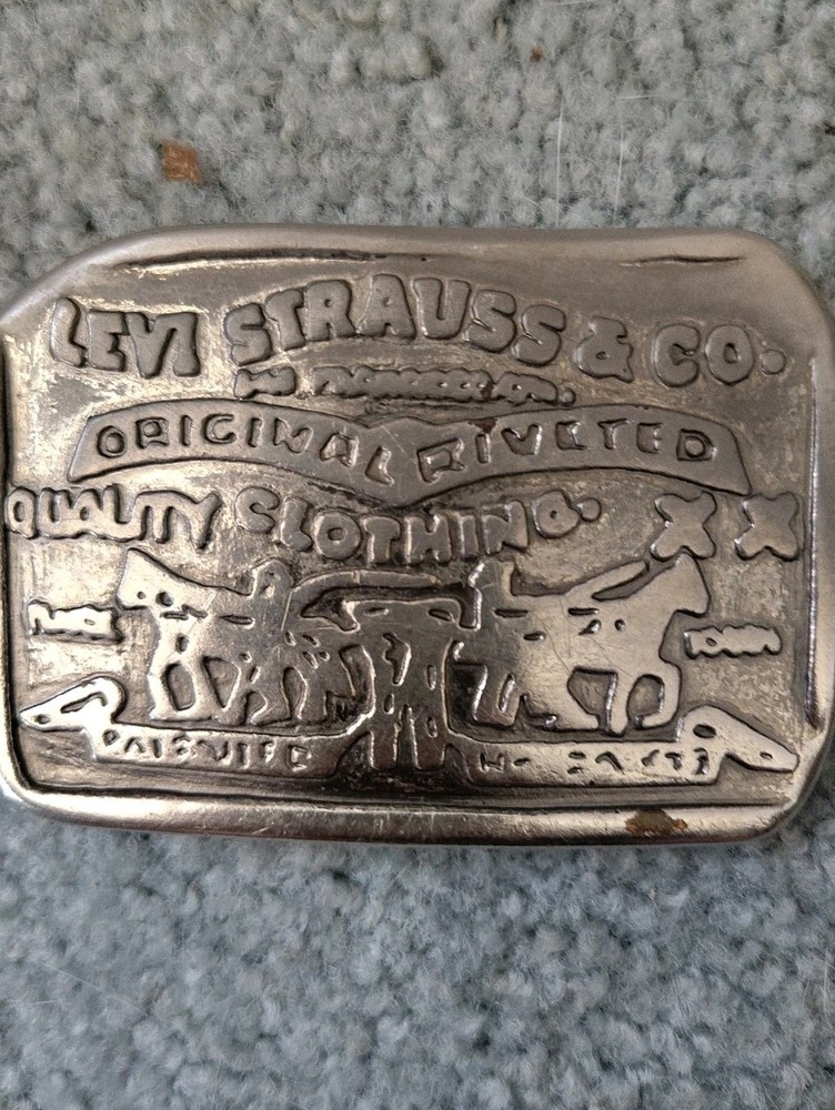 Vintage Levi Strauss & Co. Rectangular Belt Buckle Cowboy Harley Gift Custom