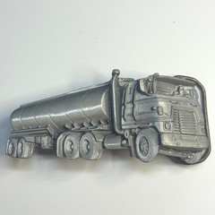 Tanker Truck Belt Buckle Pewter Tone Metal Made in Mexico Reissue
