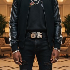 Big Men Silver Metal Belt Buckle Hip Hop Street Fashion Gangster 100$ Bill Money