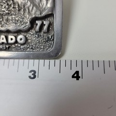 Vintage 1977 Climax Colorado Safety First Mining Belt Buckle Silver Tone Metal