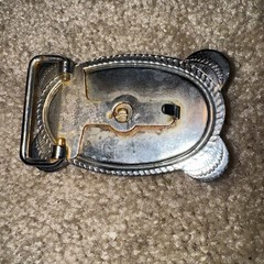 Vintage Metal and Plastic Western Belt Buckle Crossed Pistols Made in Japan