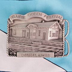 Vtg 80s/ 90s Cassoday Kansas Belt Buckle Lot of 9 Prairie Queen Festival