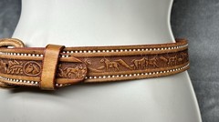 Vintage Brown Tooled Leather Belt Western Cowgirl Size 28