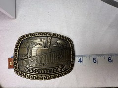 FMC Safety Award Belt Buckle – 2,500,000 Hours – Brass Industrial Factory Scene