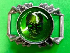 Alchemy Gothic Soul of Agrippa Skull Green Enameled Belt Buckle