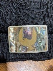 VINTAGE Belt Buckle Abalone/Brass/Silver Peace Dove ALPACA Mexico~ 3.5” X 2.5”