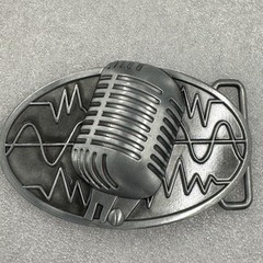 Microphone Sound Wave Belt Buckle Retro Music Rockabilly Metal