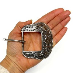Three Piece Sterling Silver Plated Belt Buckle Set – Fits up to 1.5&Prime; Belts