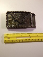 Beautiful Brass Belt Buckle With Eagle On Front * Mountain And Nice Border