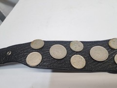 VTG ARGENTINIAN GAUCHO COWBOY MOTORCYCLE KIDNEY LEATHER HORSE COIN BELT 34-38 In