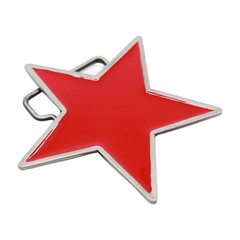 Western Fashion Red Men Women Belt Buckle Silver Metal Texas Lone Star TX Casual