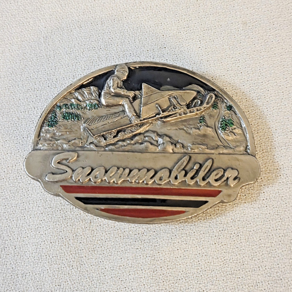 Belt Buckle – C+J Inc. 1990 Snowmobiler (with wear)