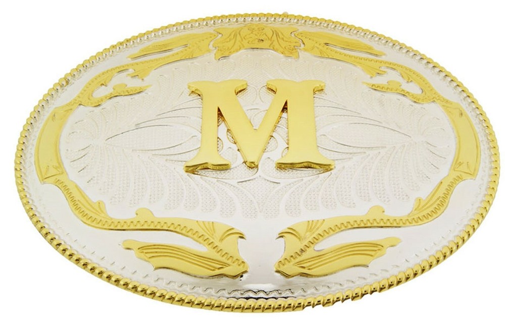 Initial Letter M Belt Buckle Western Rodeo Cowboy hebilla de cinturón inicial