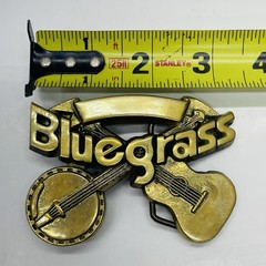 Vintage 1980 Baron BLUEGRASS Belt Buckle #6231 Solid Brass Banjo & Guitar