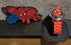 Marvel Spider-Man Digital Flip Top Watch & Large Spider-Man Belt Buckle Lot