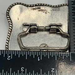 Western Horse Belt Buckle Silver Tone Floral Engraved Rhinestone Border Rodeo