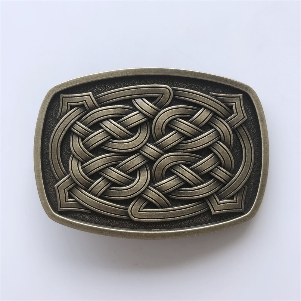 Antique Bronze Plated Cross Celtic Knot Rectangle Belt Buckle also Stock in US