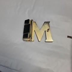 MCM gold logo reversible Belt Buckle Clean Not Too Bad Condition.