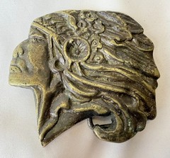 Vintage Native American Indian Chief Solid Brass Belt Buckle Headdress Taiwan