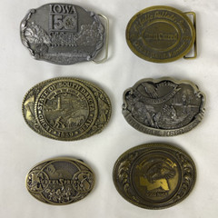Mixed Lot of 6 pcs Belt Buckles South Dakota, Nebraska, Iowa, Kansas Etc.