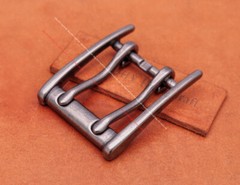 Strong Antique Silver Double Pin Prong Leathercraft Belt Buckle Fits 45mm Strap