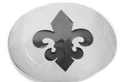 Women Men Silver Metal Unisex Belt Buckle Bling Fleur De Lis French Lily Flower