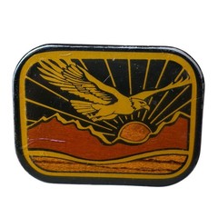 Vintage Harmon Design Colorado Eagle Belt Buckle Western Mountain Sunrise Enamel