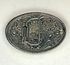 Texas Longhorn Silver & Gold Tone Oval Belt Buckle 2 1/2&Prime; x 3&Prime; Belt 1-1/4&Prime;