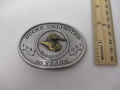 Vintage Ducks Unlimited Belt Buckle Mens Siskiyou Silver 50 Years Minnesota 1987