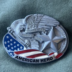 1996 American Hero Bronze Star Military Belt Buckle Great American buckle