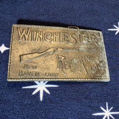 VTG Winchester Repeating Arms New Haven Conn. Rifle Gun Belt Buckle Brass #9