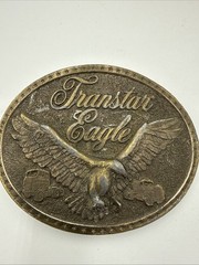 vintage 1970s western TRANSTAR EAGLE belt buckle SEMI-TRUCK cowboy TRUCKER brass