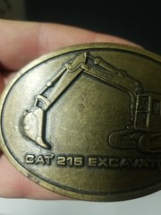 Vintage Brass Caterpillar Cat 215 Excavator Belt Buckle