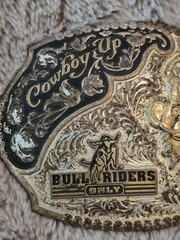 Montana Silversmiths Cowboy Up Bull Riders Only Western Belt Buckle