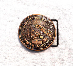 CLASSIC BELT BUCKLE BANFF SULPHUR MOUNTAIN HIKING HORSE BACK RIDING CANADA BB15