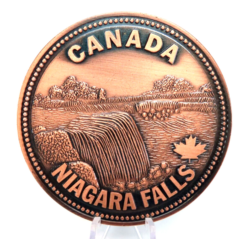 Vintage Round Copper Tone Canada Niagara Falls Metal Belt Buckle